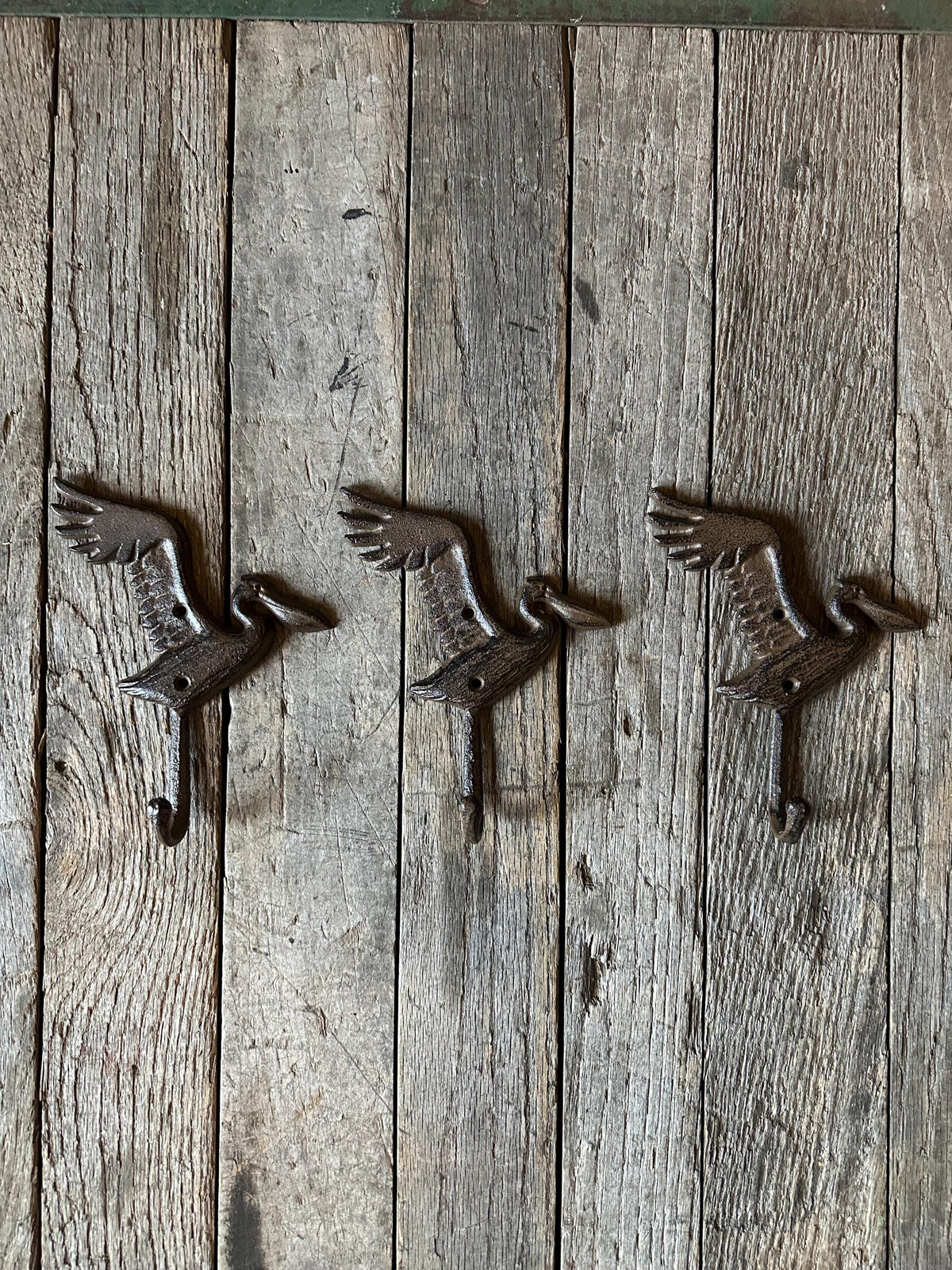 Set Of 3 - Cast Iron Pelican Hanger Hooks