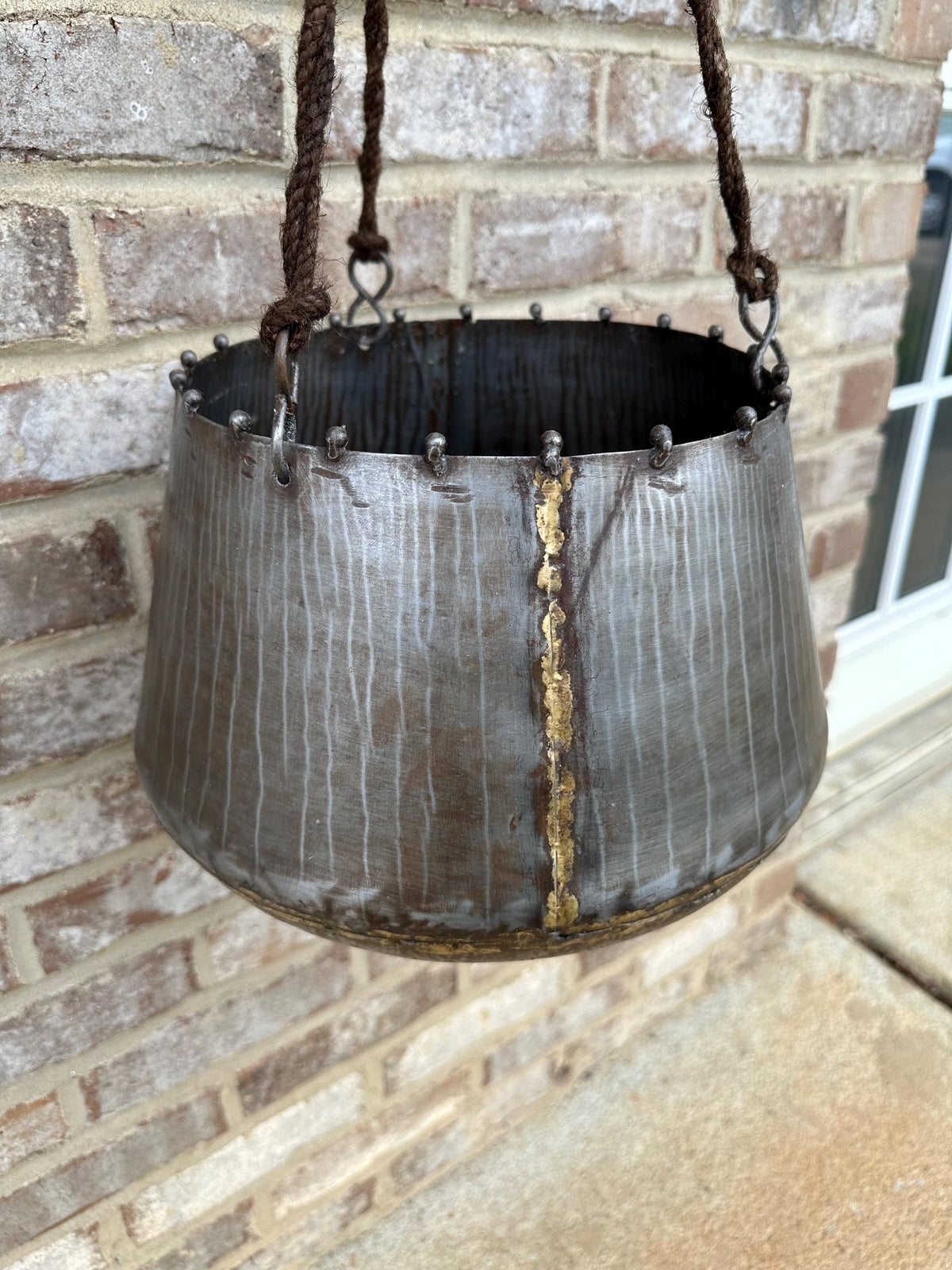 Rustic Handmade Metal & Hanging Rope Planter