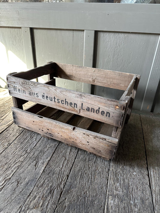 Vintage Wooden Wine Crate "Wein Aus Deutschen Landen" 18x12x10