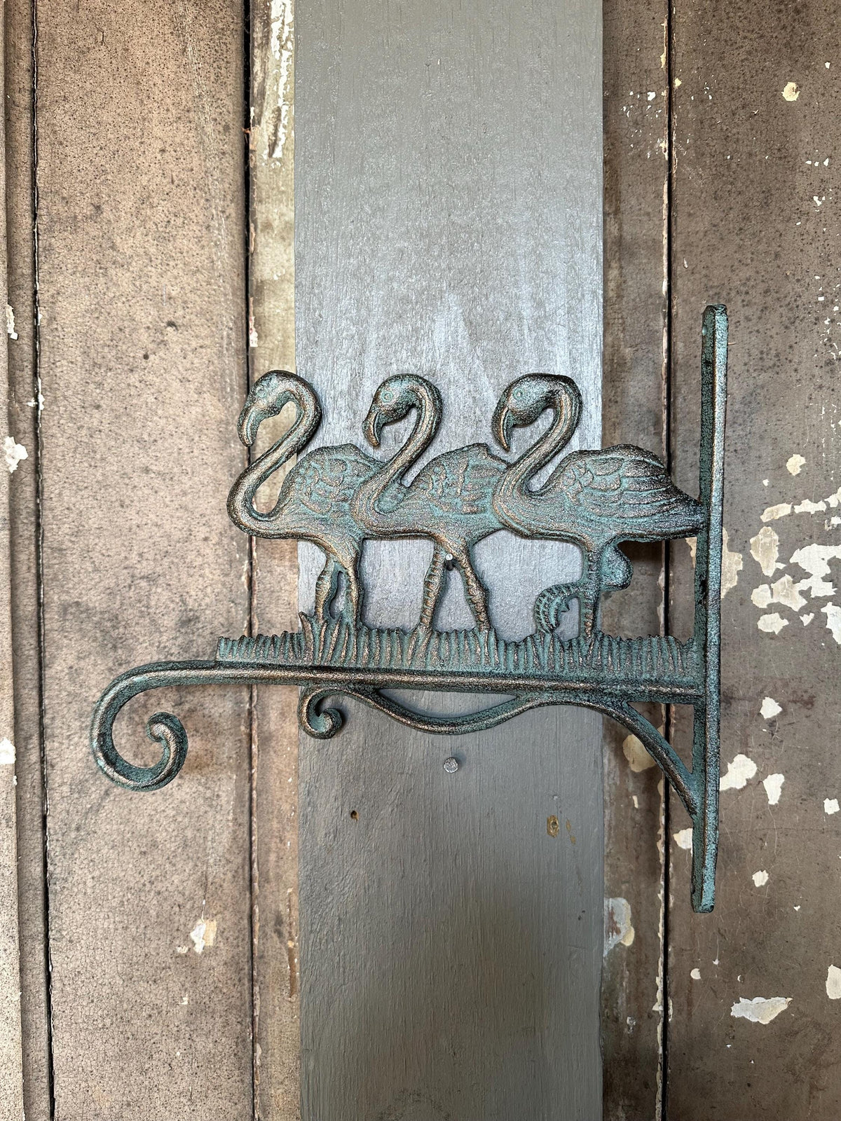 Cast Iron Verdigris Green Flamingo Plant Hanger Hook