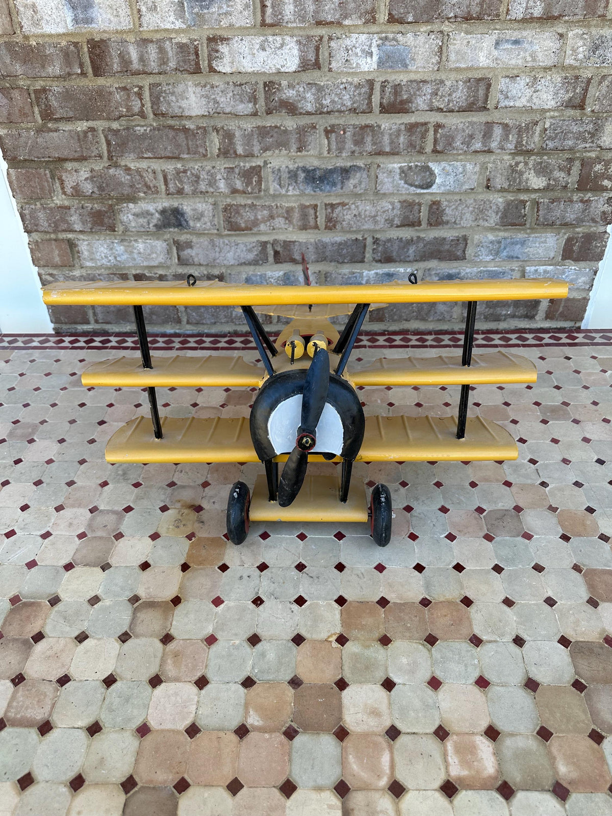 Antique Style Hanging Metal Airplane - Biplane Aircraft