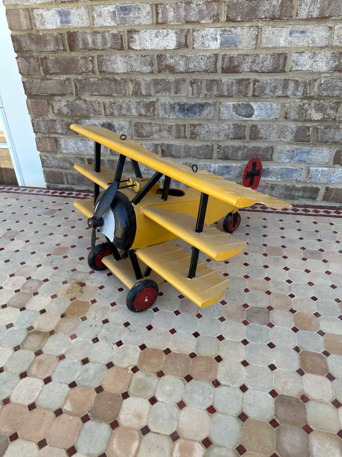 Antique Style Hanging Metal Airplane - Biplane Aircraft