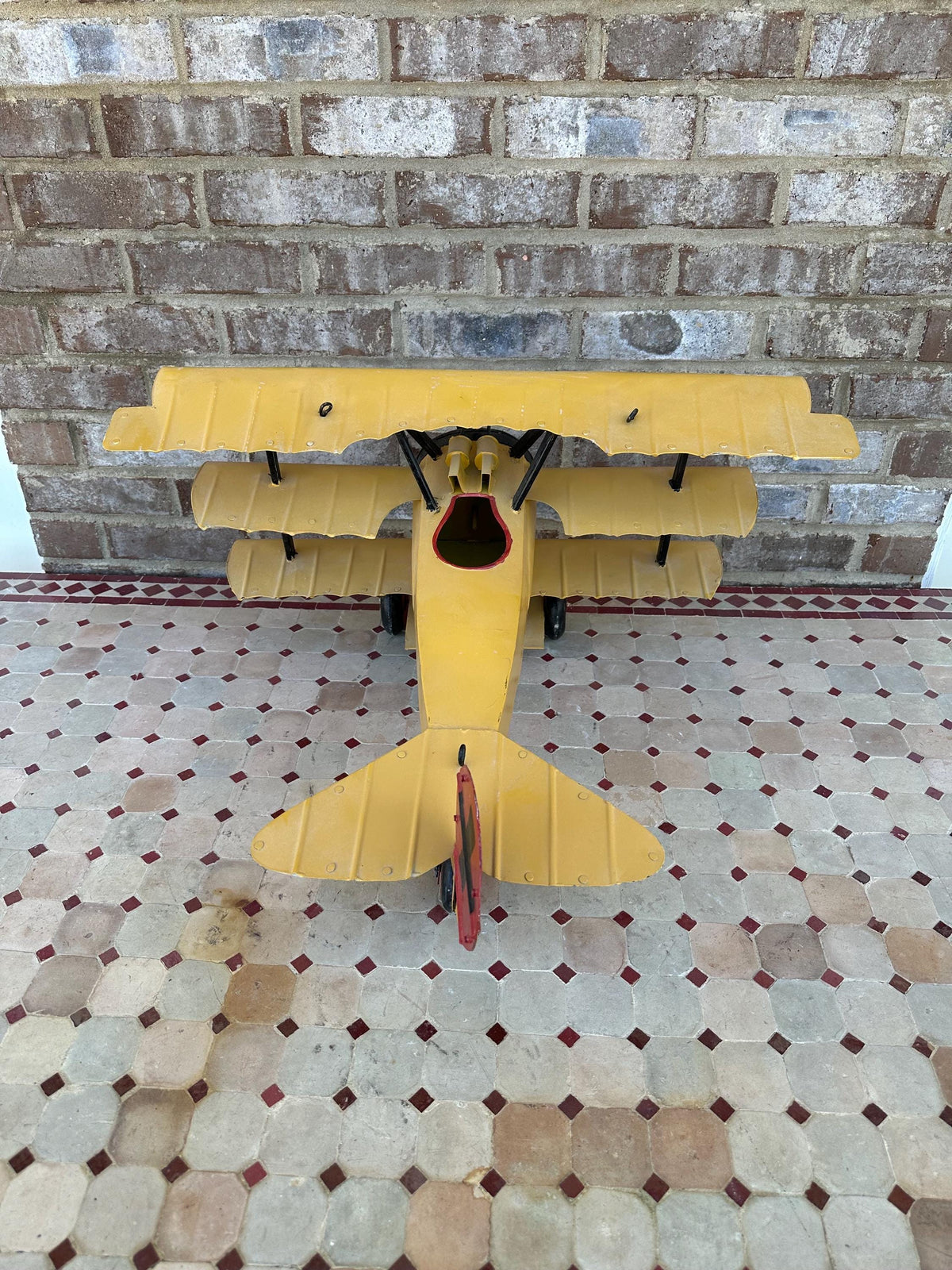 Antique Style Hanging Metal Airplane - Biplane Aircraft