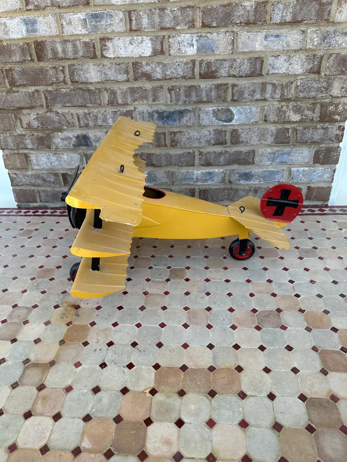 Antique Style Hanging Metal Airplane - Biplane Aircraft