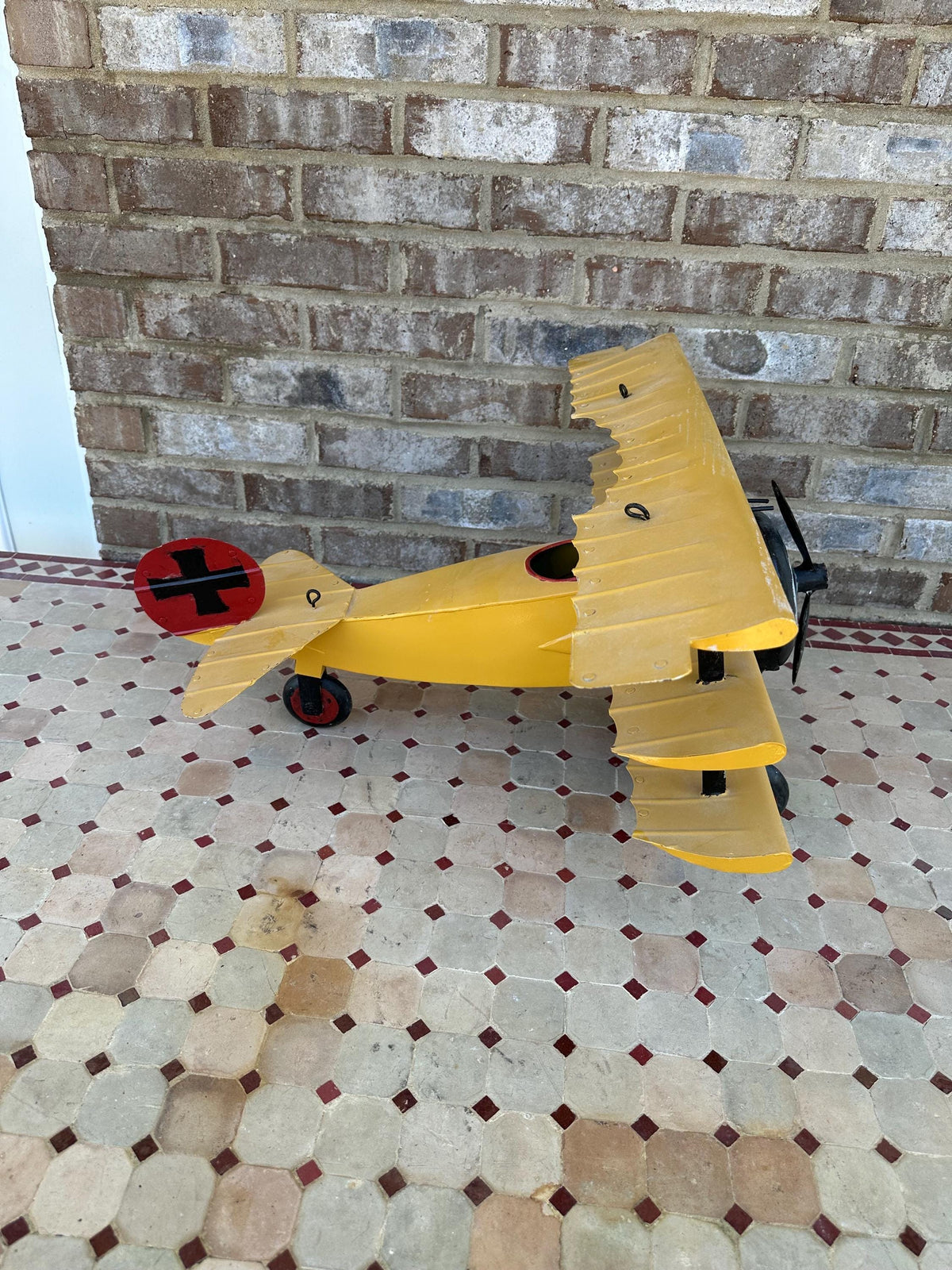 Antique Style Hanging Metal Airplane - Biplane Aircraft