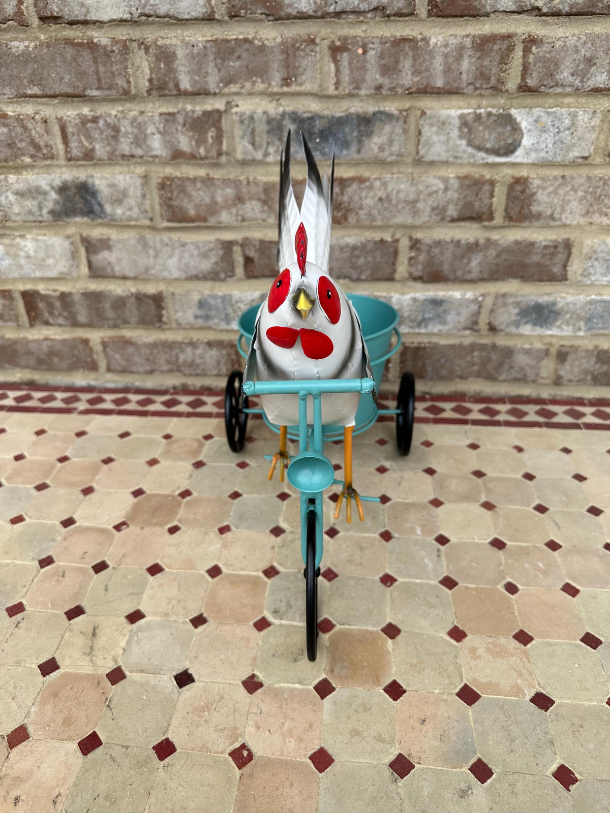 Cute Chicken On Tricycle Planter Pot - Lawn Garden Yard Porch Patio Art Bicycle