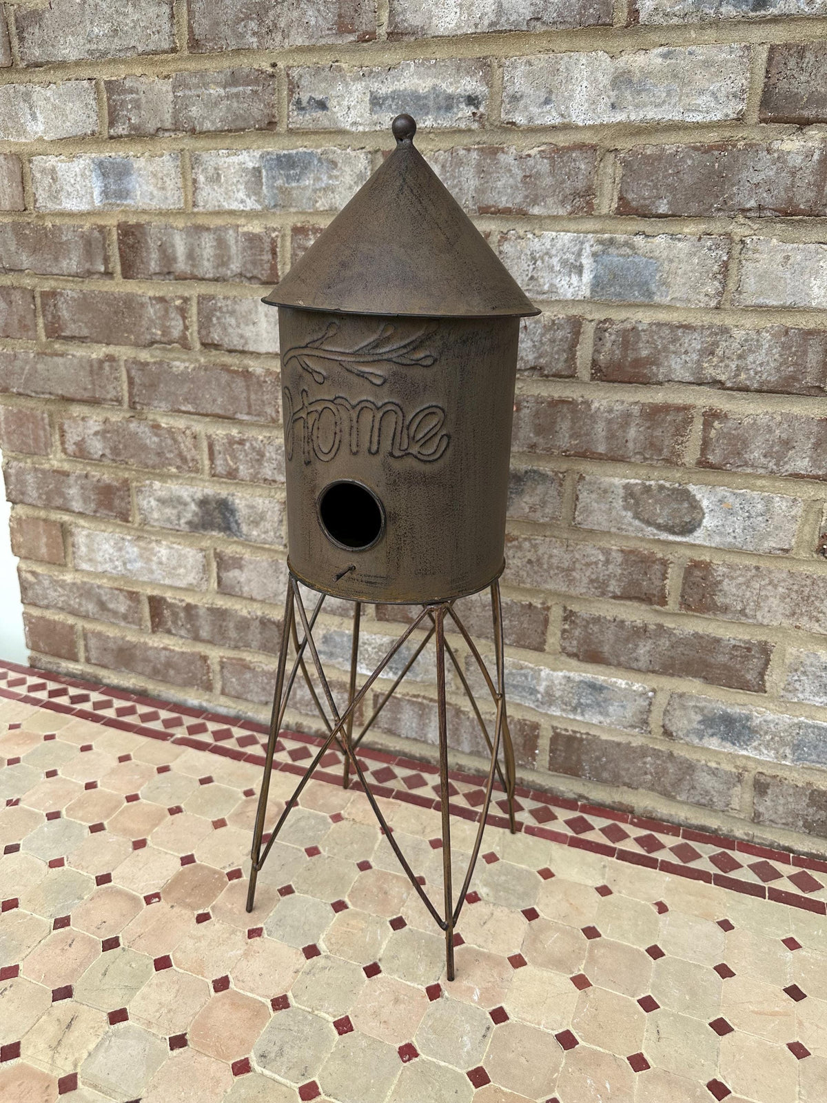 Large 24” Metal Water Tower Shaped Birdhouse