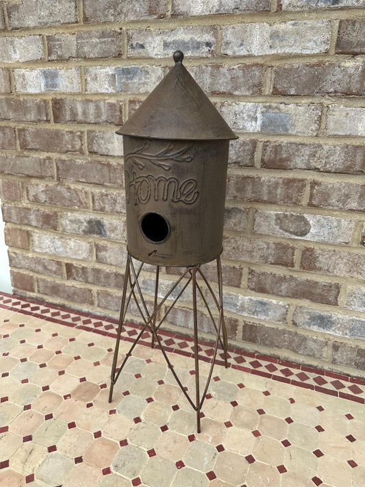 Large 24” Metal Water Tower Shaped Birdhouse