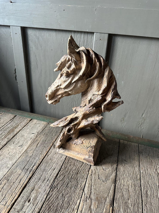 Rustic Horse Head Statue - Magnesium Oxide - Indoor Outdoor Lawn Garden Art Sculpture