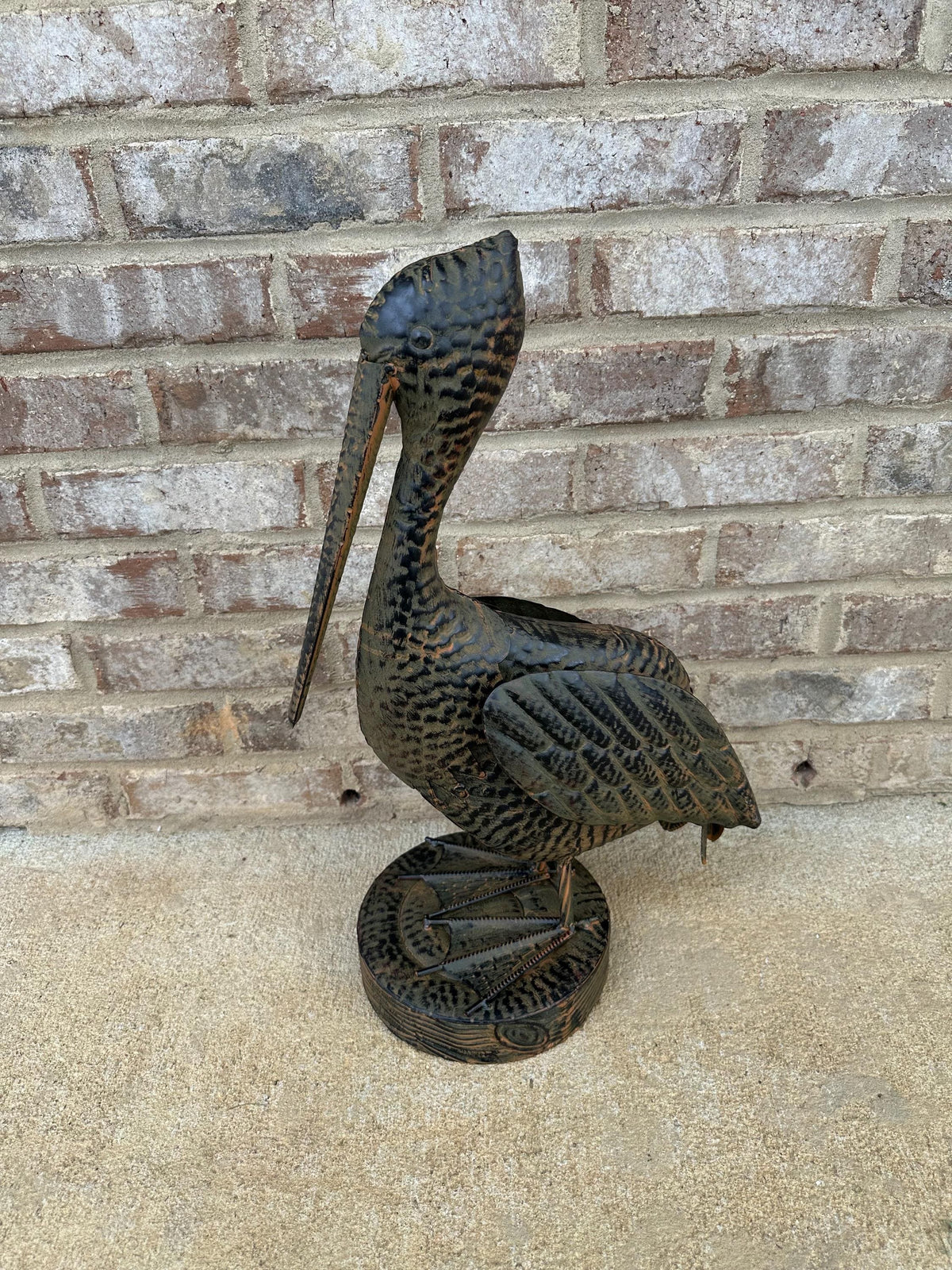 Large Full-Size Metal Pelican Statue