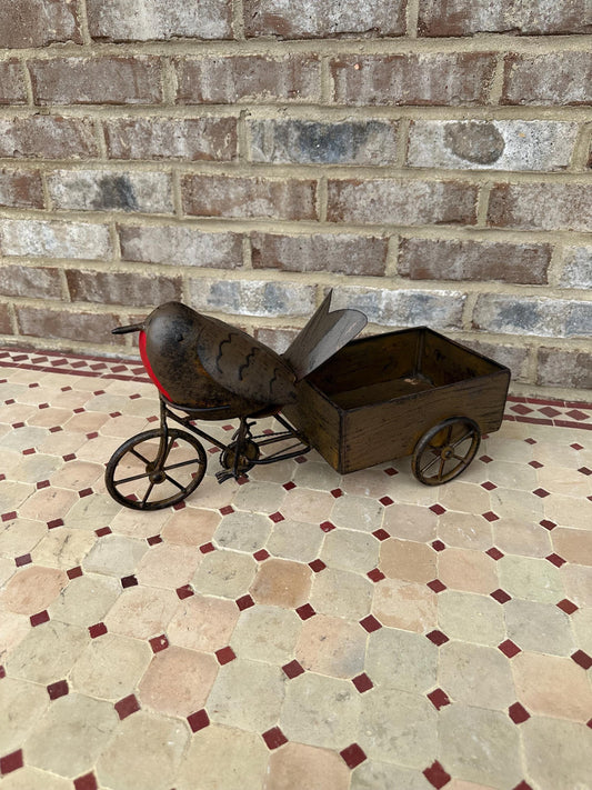 Cute Robin On Tricycle Cart Planter Pot - Lawn Garden Yard Porch Patio Art Bicycle
