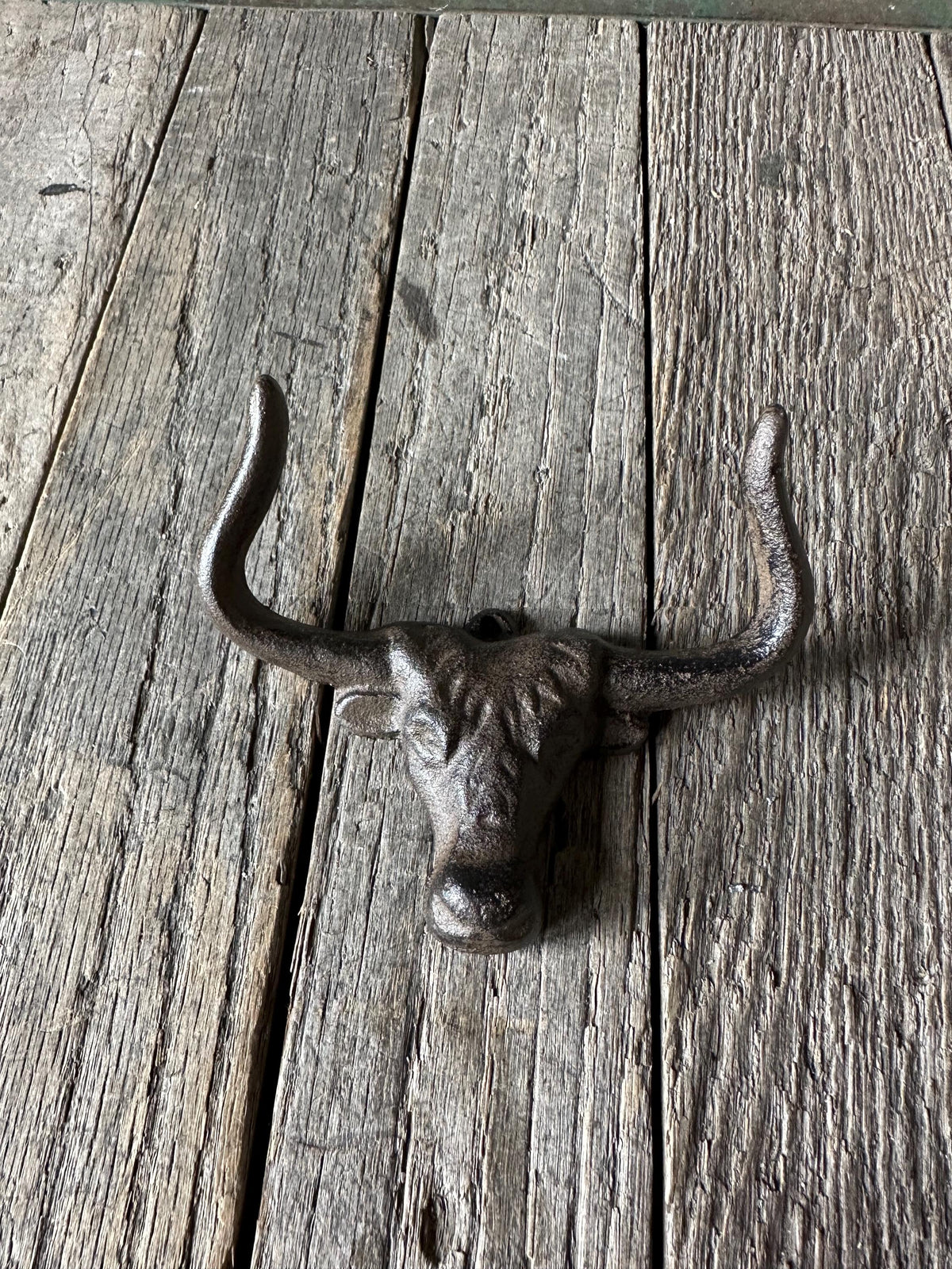 Set Of 3 - Cast Iron Long Horn Bull Wall Hook - Rustic Western Ranch Decor Entryway Towel Key Hanger