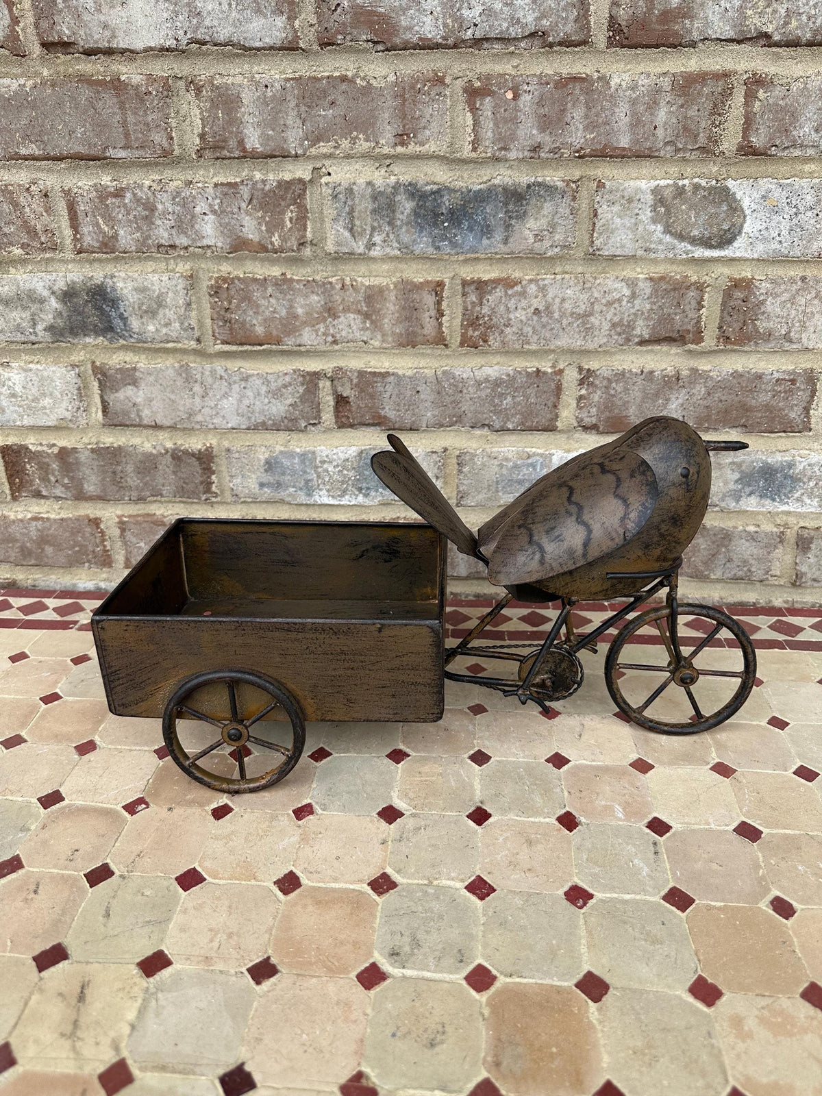 Cute Robin On Tricycle Cart Planter Pot - Lawn Garden Yard Porch Patio Art Bicycle