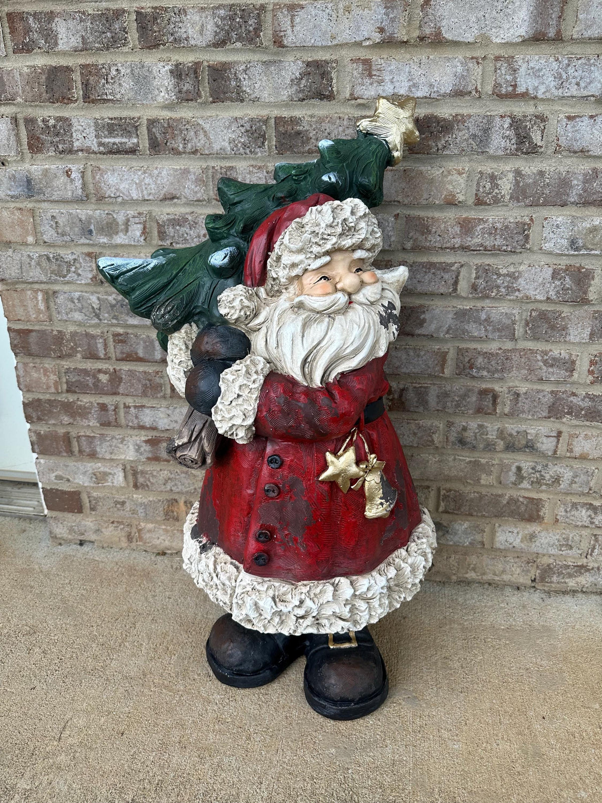 Huge Whimsical 33” Stone Style Santa Claus Statue