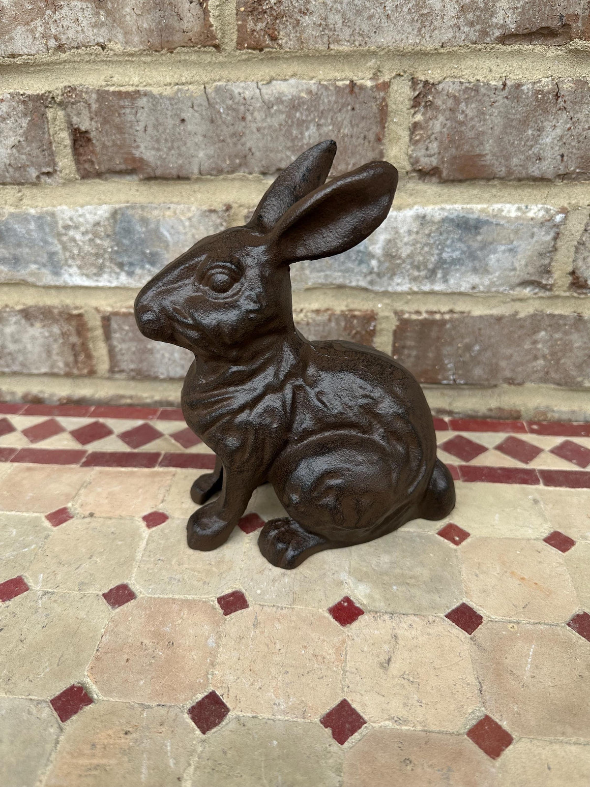 Large 7” Cast Iron Rabbit Statue - Figurine Doorstop Shelf Art Figure Bunny Easter Spring Farm Farmhouse Antique Style