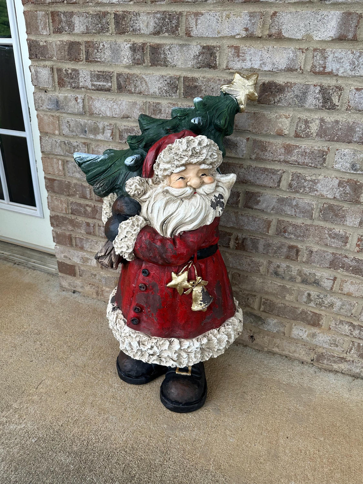 Huge Whimsical 33” Stone Style Santa Claus Statue