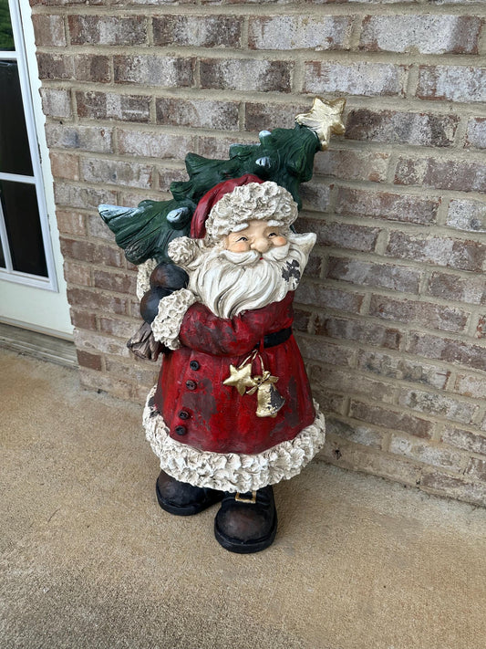 Huge Whimsical 33” Stone Style Santa Claus Statue