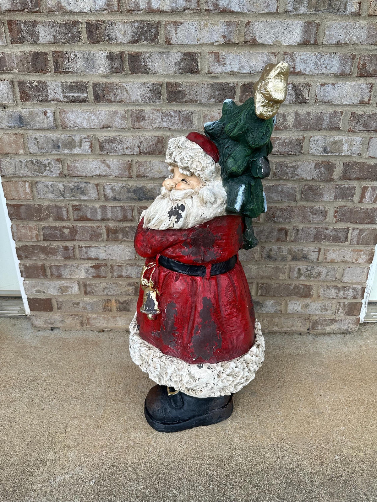 Huge Whimsical 33” Stone Style Santa Claus Statue