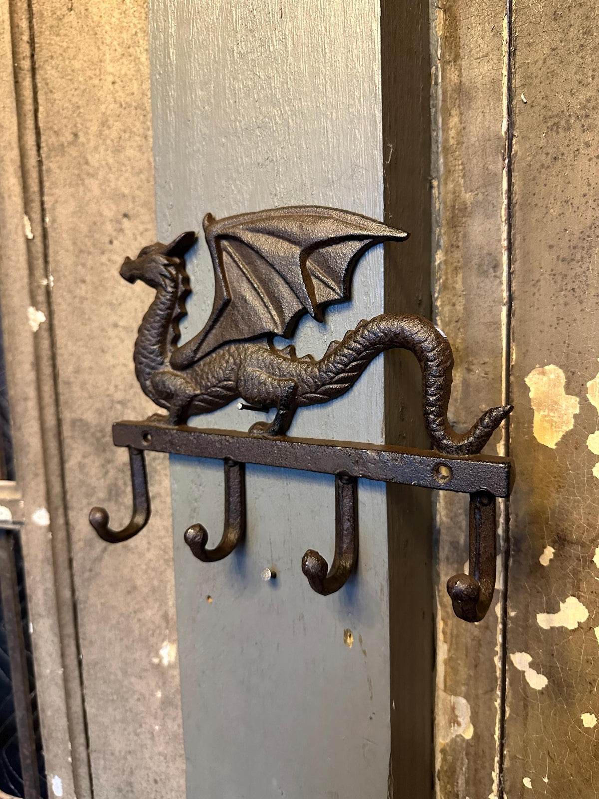 Large Cast Iron 4 Hook Dragon Hanger Hooks