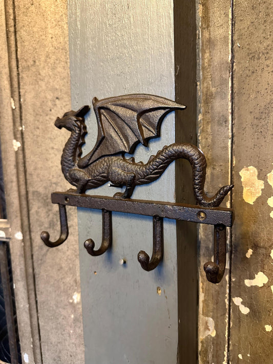 Large Cast Iron 4 Hook Dragon Hanger Hooks