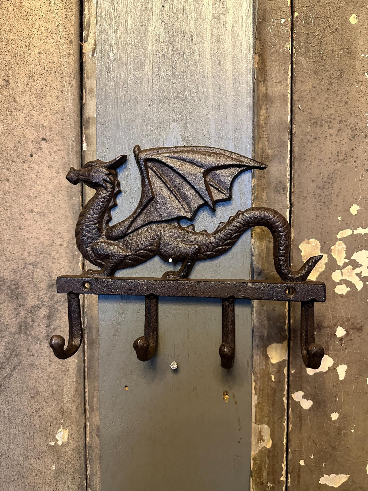 Large Cast Iron 4 Hook Dragon Hanger Hooks