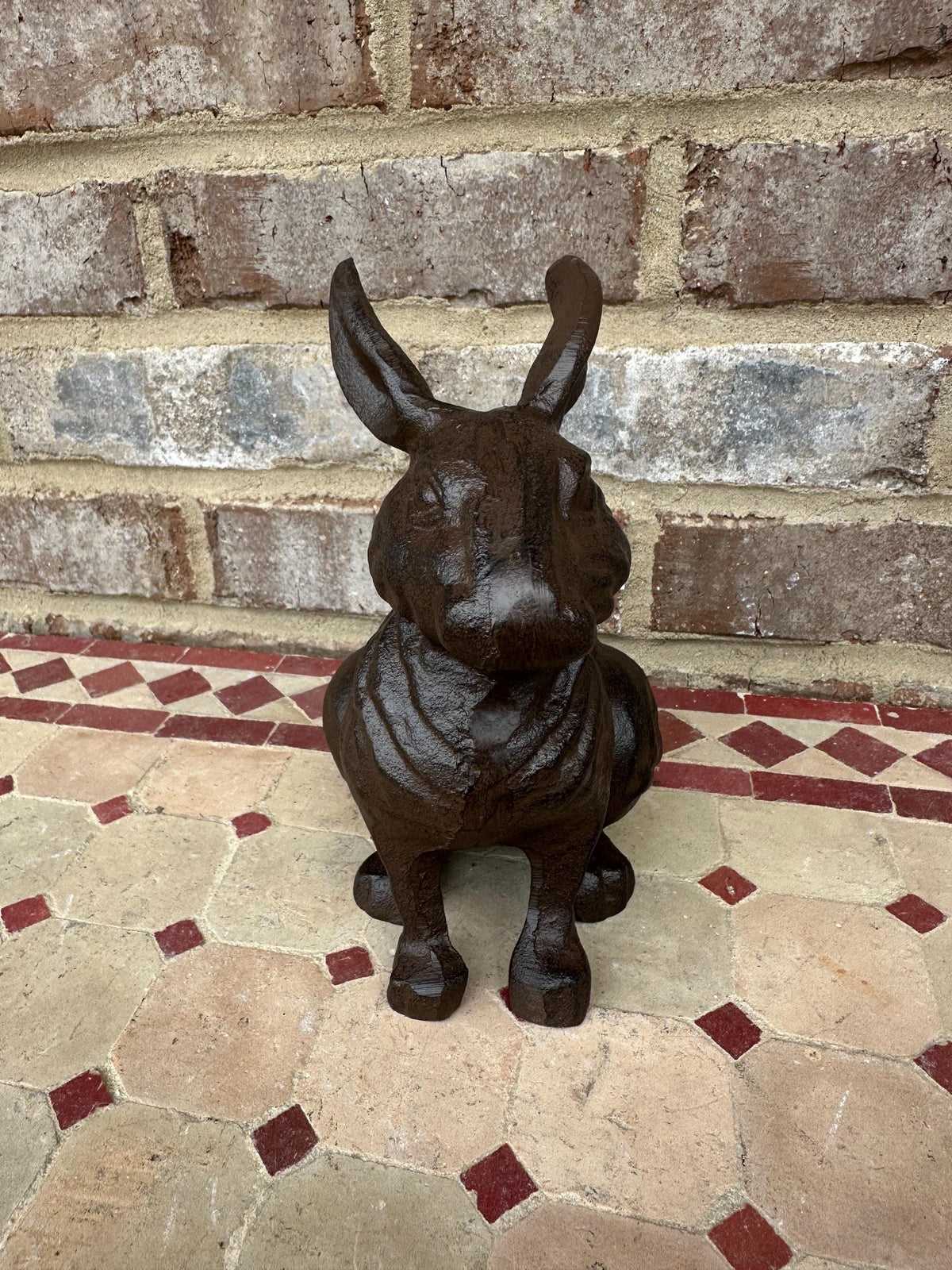 Large 7” Cast Iron Rabbit Statue - Figurine Doorstop Shelf Art Figure Bunny Easter Spring Farm Farmhouse Antique Style
