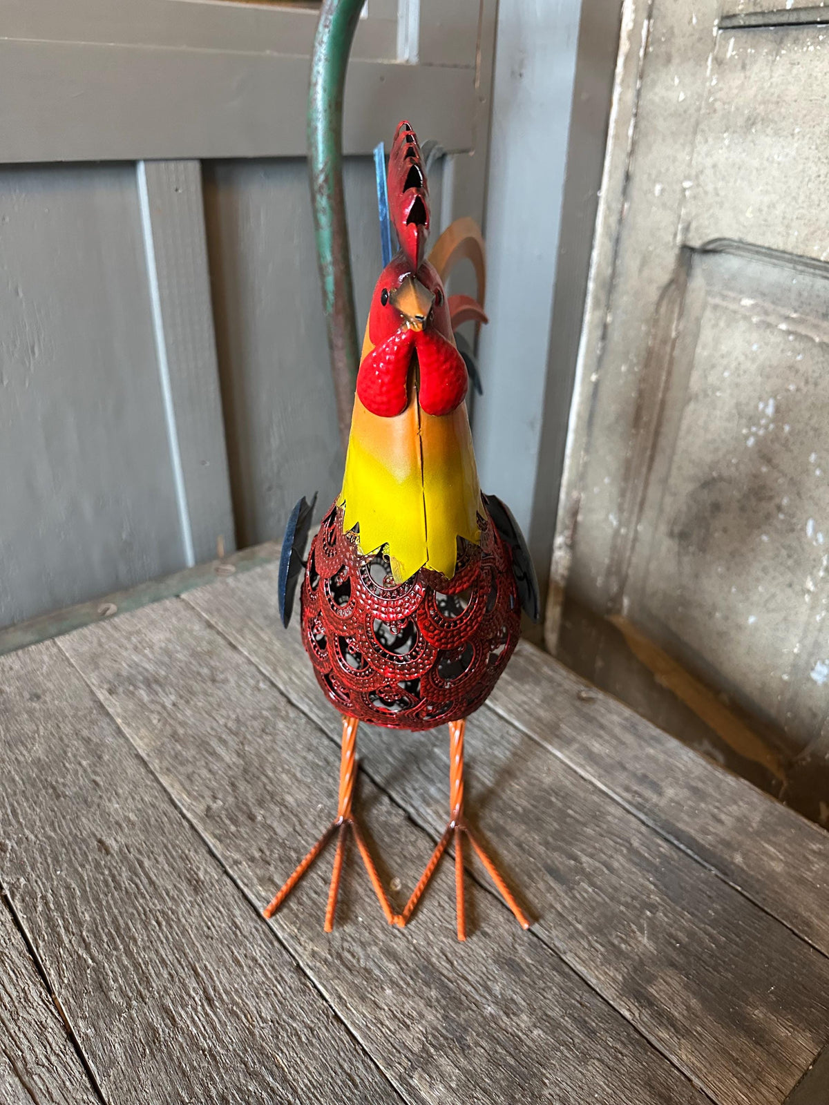 Large 18" Filigree Style Metal Chicken Statue
