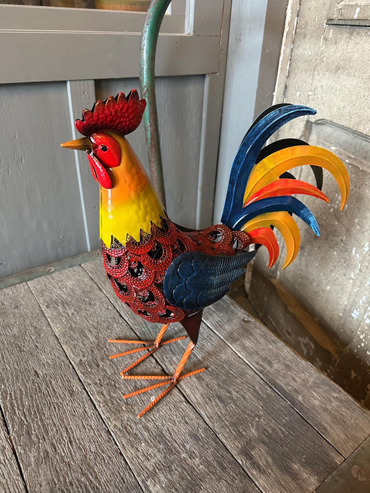 Large 18" Filigree Style Metal Chicken Statue