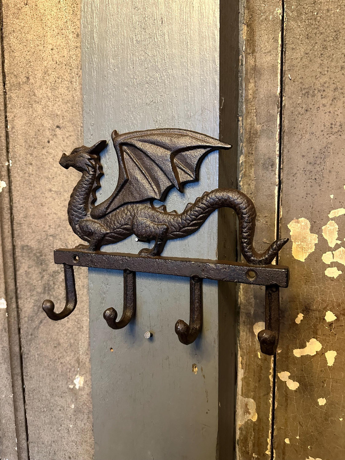 Large Cast Iron 4 Hook Dragon Hanger Hooks