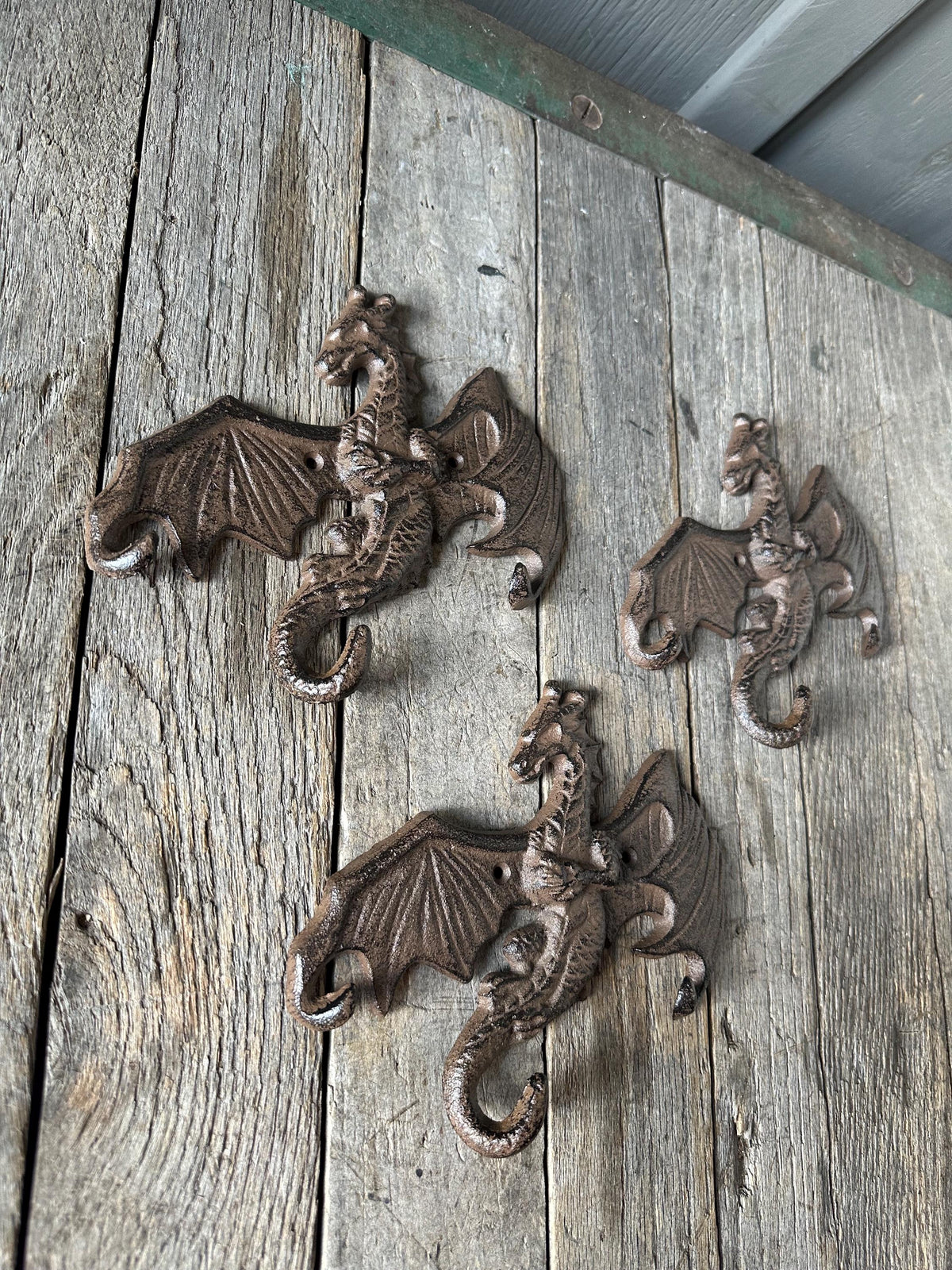 Set Of 3 Large Flying Dragon Hooks