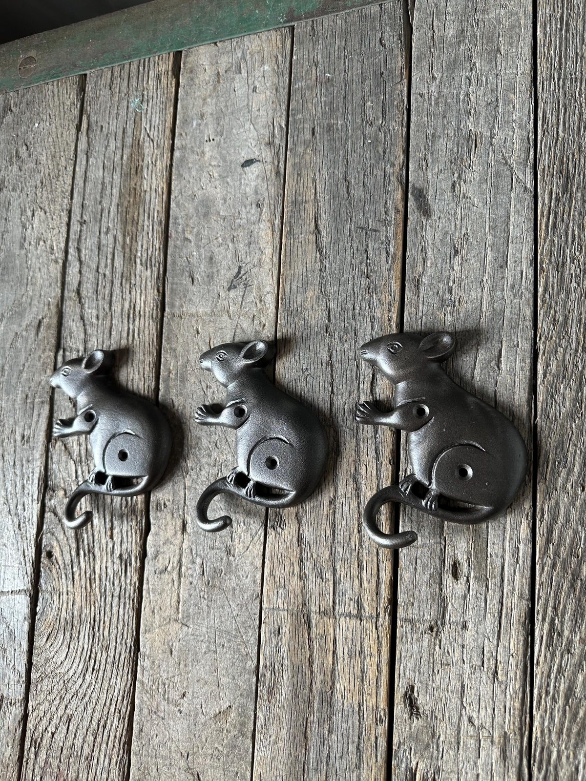 Set Of 3 Cast Iron Mouse Hooks